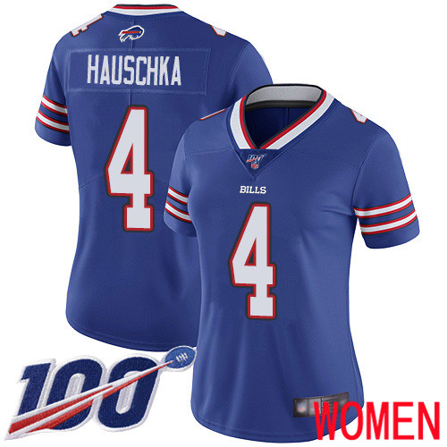 Women Buffalo Bills 4 Stephen Hauschka Royal Blue Team Color Vapor Untouchable Limited Player 100th Season NFL Jersey